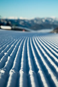 Winter view in the mountains, ski resort