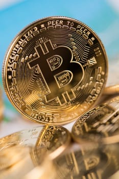 Bitcoins and new virtual money concept, financial chart