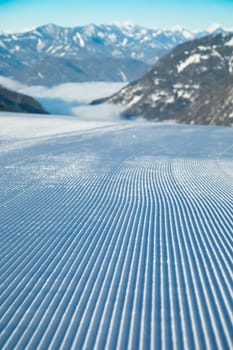 Winter view in the mountains, ski resort