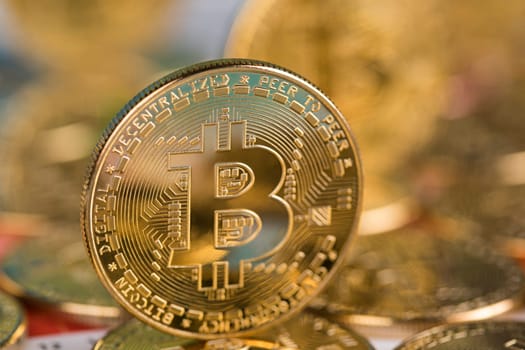 Bitcoins and new virtual money concept, financial chart
