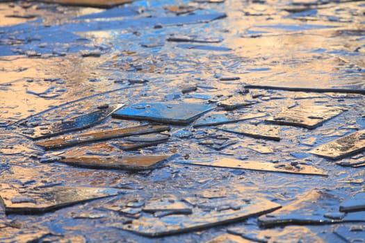 Thin blue ice shards background