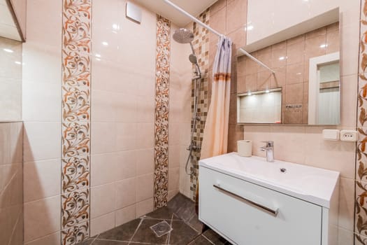 Russia, Moscow- September 05, 2019: interior room apartment modern bright cozy atmosphere. general cleaning, home decoration, preparation of house for sale