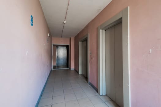 Russia, Moscow- September 05, 2019: interior room apartment modern bright cozy atmosphere. general cleaning, home decoration, preparation of house for sale. public place, staircase