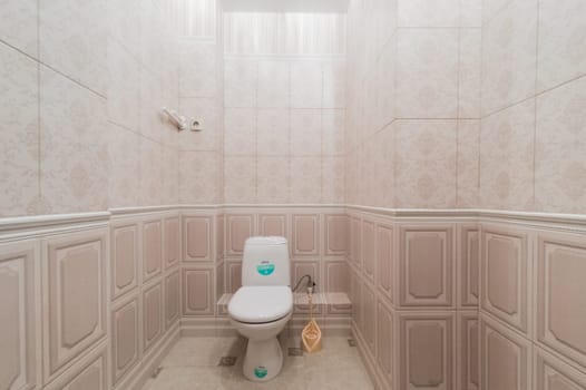 Russia, Moscow- September 05, 2019: interior room apartment modern bright cozy atmosphere. general cleaning, home decoration, bathroom, sink, decoration elements, toilet