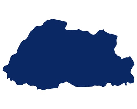 Karte von Buthan in blauer Farbe