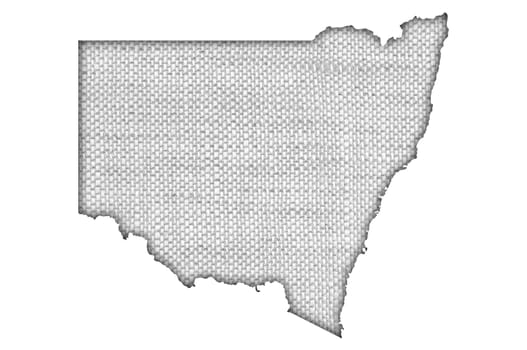 Map of New South Wales on old linen