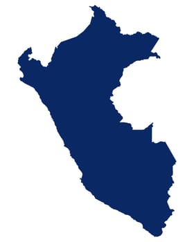 Karte von Peru in blauer Farbe