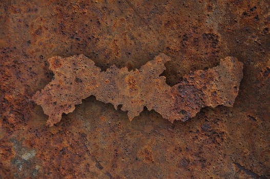 Map of Pernambuco on rusty metal