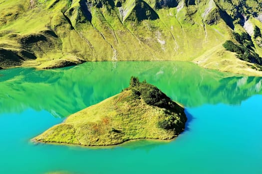 The Schrecksee is a mountain lake in the high Alps