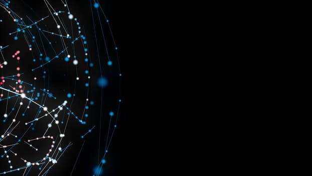 The coherence of points and lines. 3D rendering, 3d illustrates the combination of the light of light trails. Big Data connection and technology