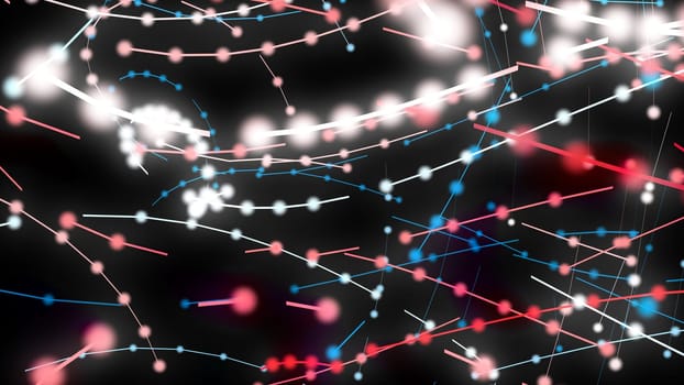 The coherence of points and lines. 3D rendering, 3d illustrates the combination of the light of light trails. Big Data connection and technology