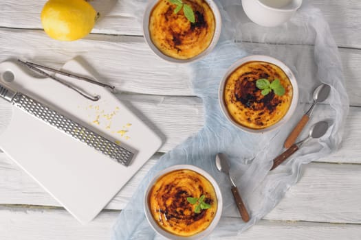 Leite creme, portuguese desert similar to creme brulee, cream brulee and burnt cream.
