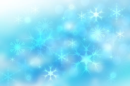Abstract blurred festive delicate winter christmas or Happy New Year background with shiny blue and white bokeh lighted stars. Space for your design. Card concept.