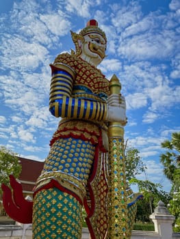 Yaksha Thailand, golden figurine is guardian of buddhist temple