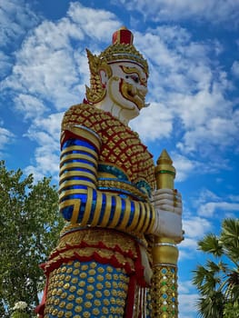 Yaksha Thailand, golden figurine is guardian of buddhist temple