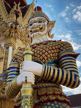 Yaksha Thailand, golden figurine is guardian of buddhist temple