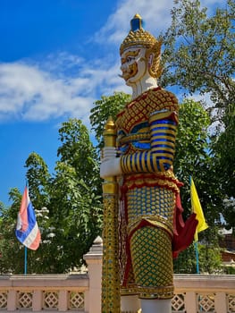 Yaksha Thailand, golden figurine is guardian of buddhist temple