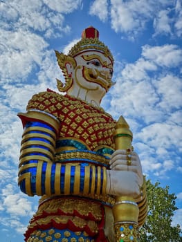 Yaksha Thailand, golden figurine is guardian of buddhist temple