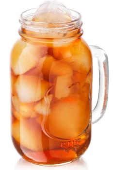 Iced tea in a mason jar, isolated
