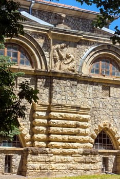 YESSENTUKI, RUSSIA - JUNE 08,2015: The fragment facade wall balneotherapy facilities in resort area Yessentuki,Northern Caucasus,Russia