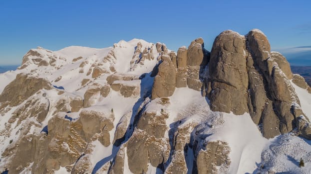 mountain top in winter. Ciucas Mountains Romania.