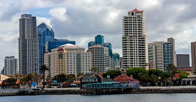 SAN DIEGO,CA - MAY 20,2014 :San Diego marina panoramic view with modern skyscrapers in San Diego, California,United States of America.