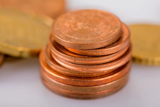 copper coins in closeup