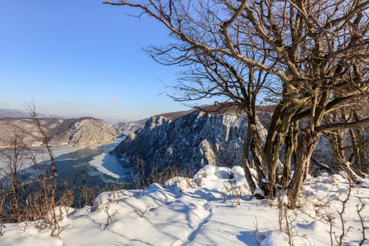 landscape in the Danube Gorges. Cazanele Mari seen from the Romanian side