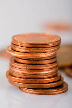copper coins in closeup