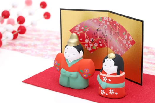 Traditional Japanese dolls used for a Hinamaturi festival for girls