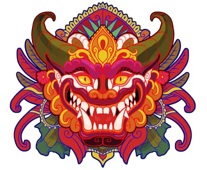 bali mask culture ancient head asian illustration ethnic