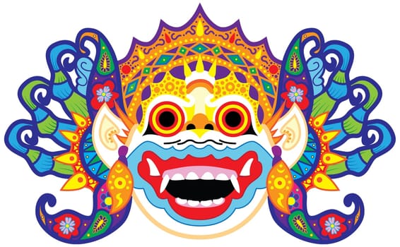 bali mask culture ancient head asian illustration ethnic