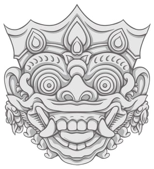 bali mask culture ancient head asian illustration ethnic temple
