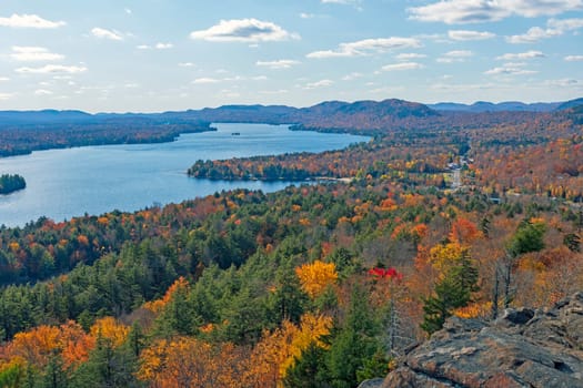 Fall Colors in the Lake Country in Late Afternoon in Adirondack State Park in New York