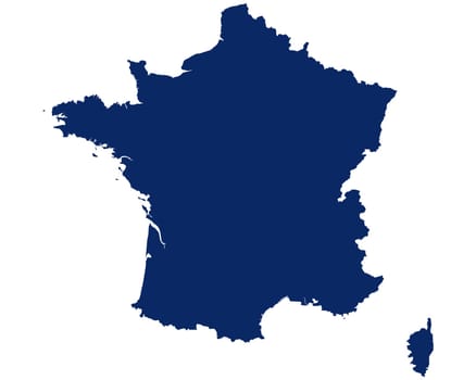 Karte von Frankreich in blauer Farbe