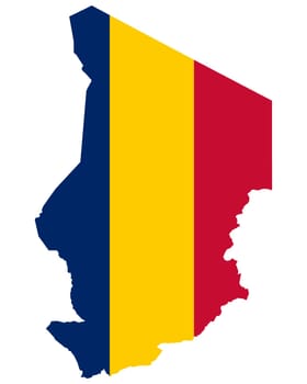 Fahne in Landkarte des Tschad