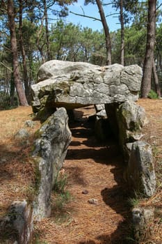Mane Kerioned Dolmens also dolmen House of the Dwarfs - megalithic monument, Carnac, Brittany, Morbihan, France