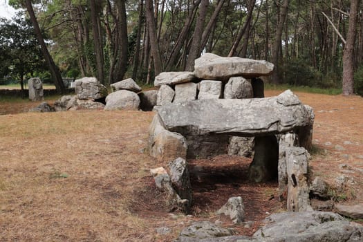 Mane Kerioned Dolmens also dolmen House of the Dwarfs - megalithic monument, Carnac, Brittany, Morbihan, France