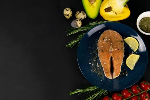 Healthy food on old wooden background. Concept of proper nutrition. Top view. Flat lay.