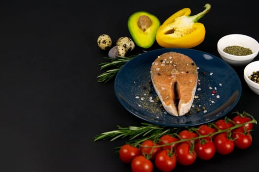 Healthy food on old wooden background. Concept of proper nutrition. Top view. Flat lay.