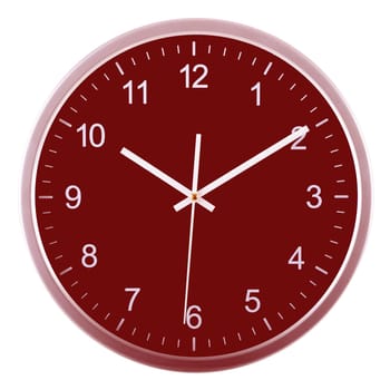 Wall clock isolated on white background. Ten past ten