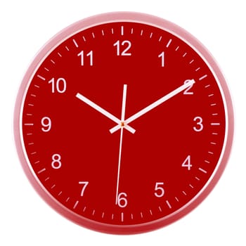 Wall clock isolated on white background. Ten past ten