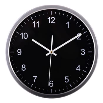 Wall clock isolated on white background. Ten past ten