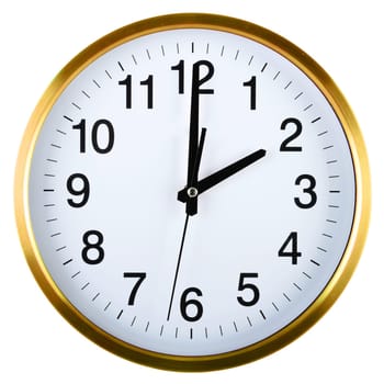 Wall clock isolated on white background. Two o'clock