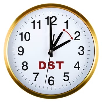 Wall clock isolated on white background. Daylight saving time