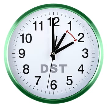 Wall clock isolated on white background. Daylight saving time