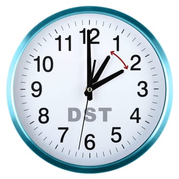 Wall clock isolated on white background. Daylight saving time