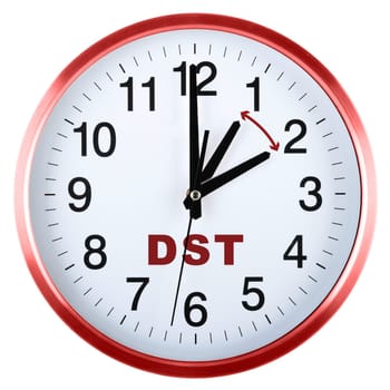 Wall clock isolated on white background. Daylight saving time