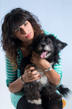 woman posing with her dog