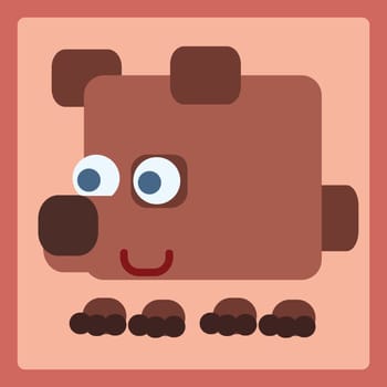Brown stylized bear cartoon icon. Baby style